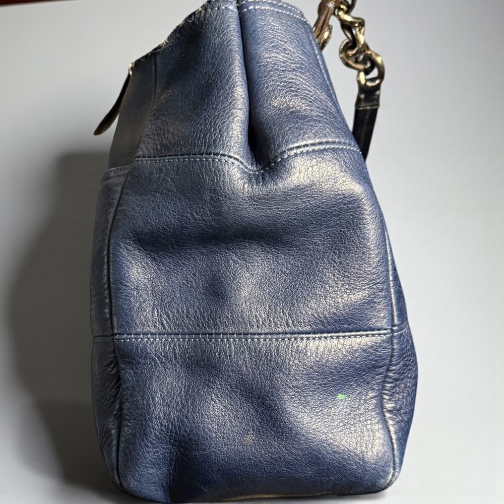 COACH 14111 Navy Blue Leather Madison Tribeca East West Tote Bag - Picture 10 of 11